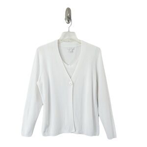 🌼 Charter Club Women’s White Cardigan & Tank Set Size L